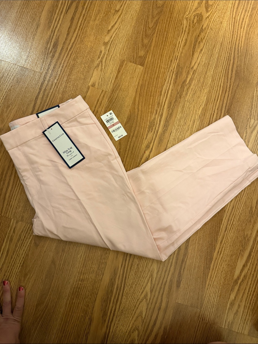 Charter Club Pastel Pink Slim Cropped Dress Pants